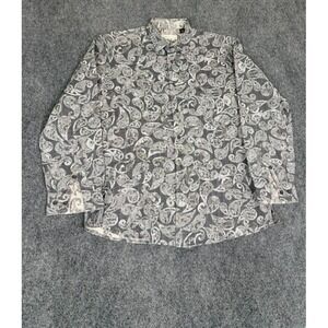 JHANE BARNES Button Up Shirt Paisley Print Men's Long Sleeve Cotton SIze L